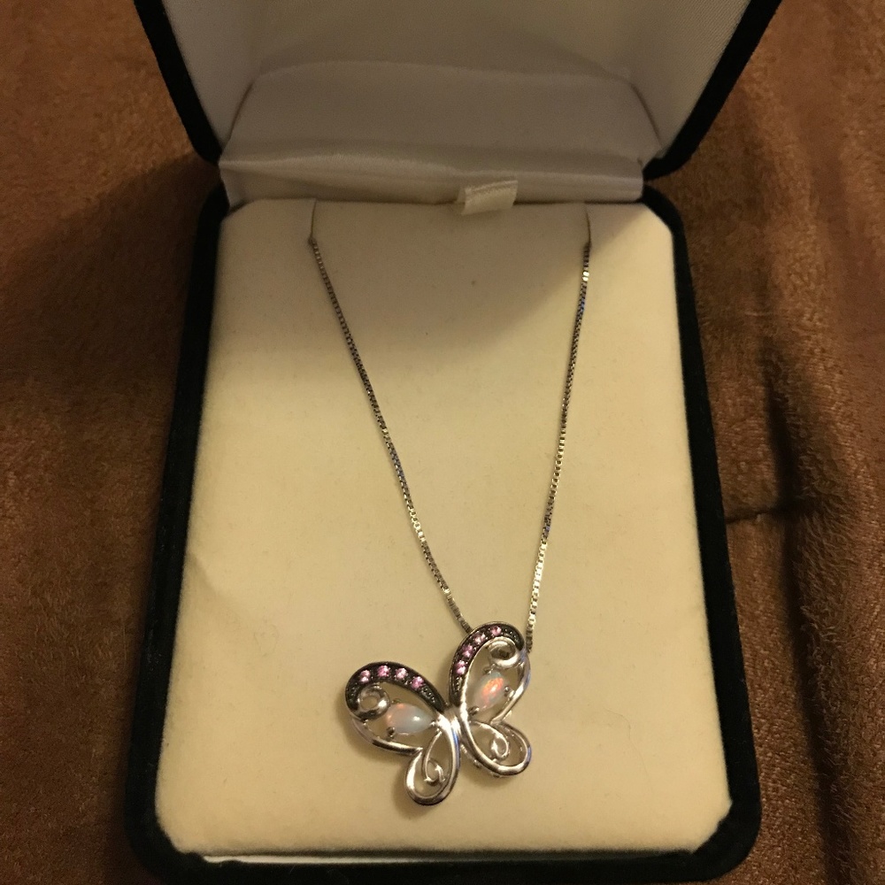 Opal Butterfly Necklace